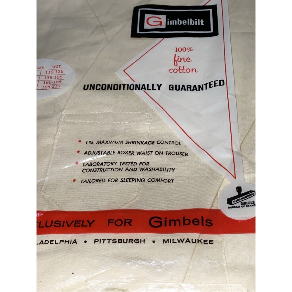 Gimbelbilt Men's Pajama's 100% Cotton Cream Short Sleeve NIP Vintage READ